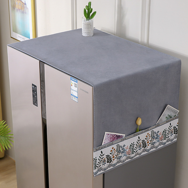 防滑冰箱防尘罩简约纯色洗衣机盖巾保护套单开门双开门冰柜盖布巾