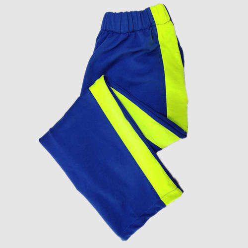 宝蓝色学校校服裤子男女班服长裤直筒裤宽松团体服一道宽荧光绿杠