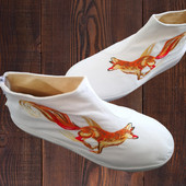 中国风汉服男复古风男女款 禅 透气休闲刺绣狐狸高帮帆布鞋 鞋 子中式