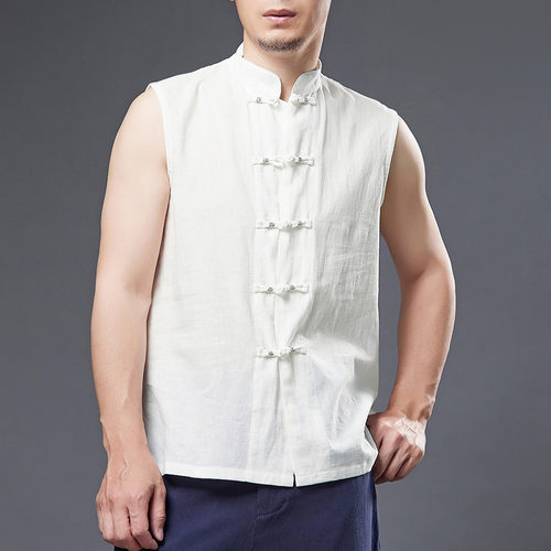 中国风唐装男夏季薄款背心男士
