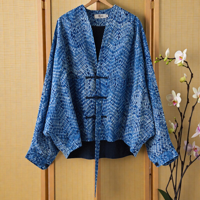 蓝染男女同款居士茶禅服秋季斗蓬