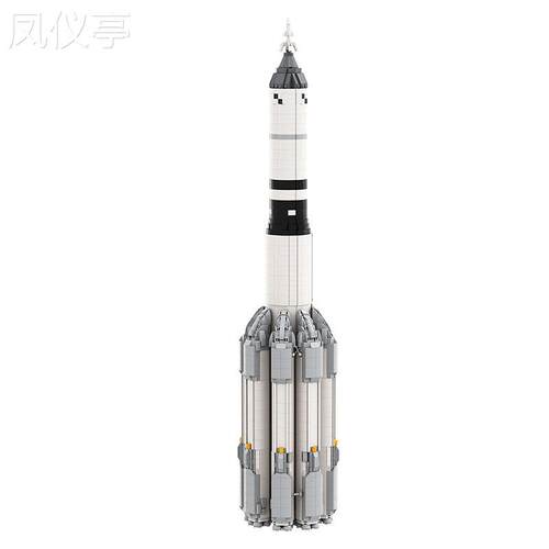 火箭积木玩具-124620祝融星火箭模型小颗粒积木拼装玩具