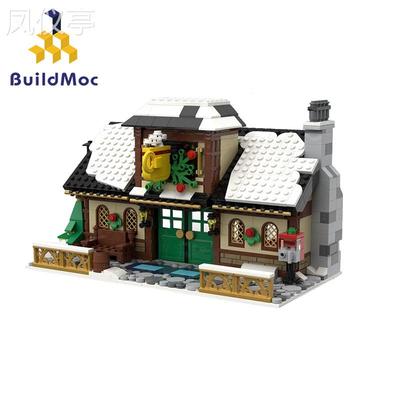 创意MOC兼容小颗粒益智积木玩具MOC-17649冬季村-咖啡屋