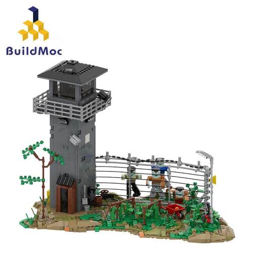 BuildMoc行尸走肉监yu拼搭积木玩具套装摆件装饰模型DIY小颗粒MOC