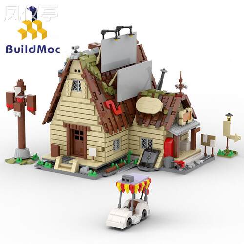 BuildMoc小颗粒怪诞小镇-神秘小镇-神秘小屋拼搭玩具积木套装