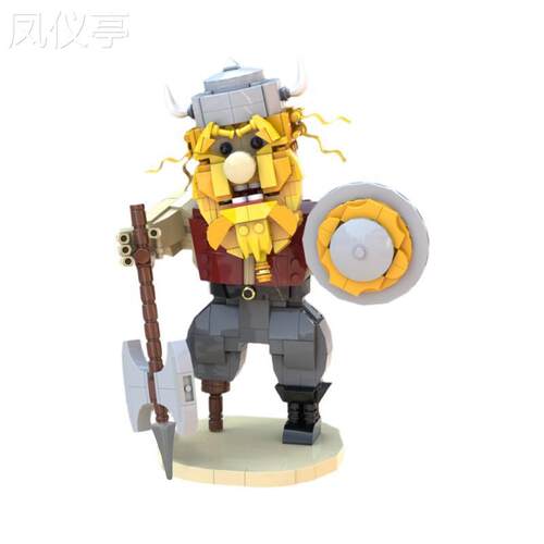 -198104维京人狂战士积木摆件兼容小颗粒积木益智玩具