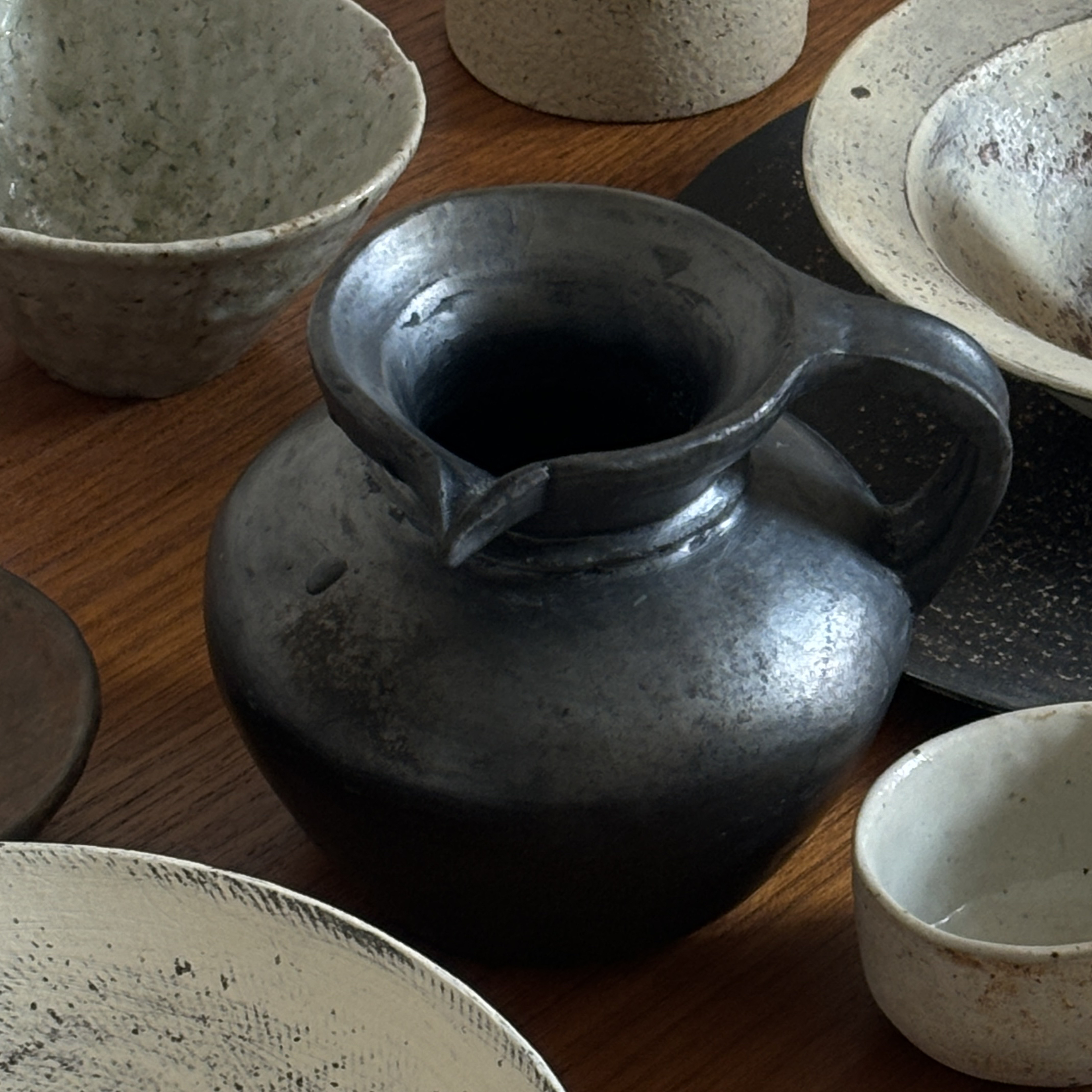 几多黑陶手工黑陶传统小茶壶（可明火）花瓶花器摆件