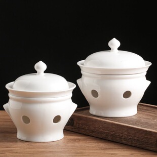 燕窝炖盅鱼胶辽参汤盅海参鲍鱼翅盅带盖一位汤碗蜡烛加热保温餐具