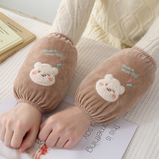 短款袖套女秋冬可爱卡通毛绒学生套袖成人办公防污护袖头儿童袖筒