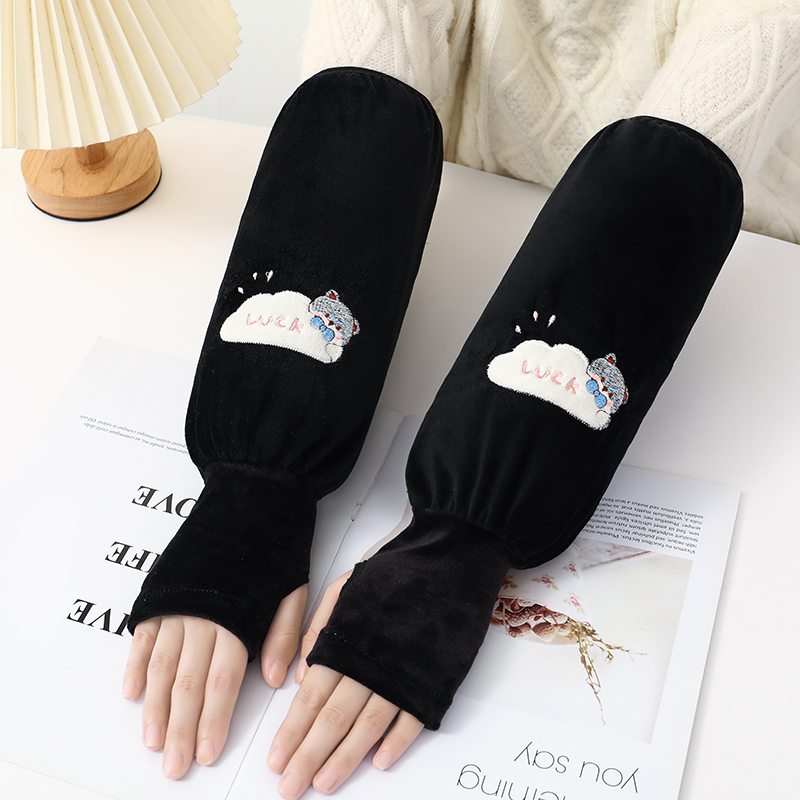 秋冬防污护袖头成人工作袖套手套学生儿童棉服保暖防脏二合一套袖