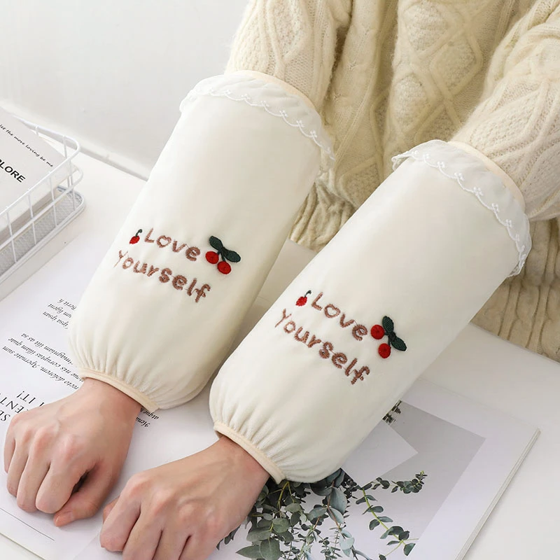 秋冬蕾丝防污套袖成人保暖袖头