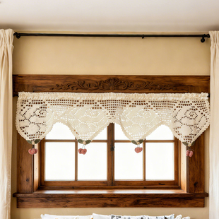 甜心窗楣帘半帘柜子眉头遮挡帘头免打孔魔术贴粘贴窗幔电表箱装饰