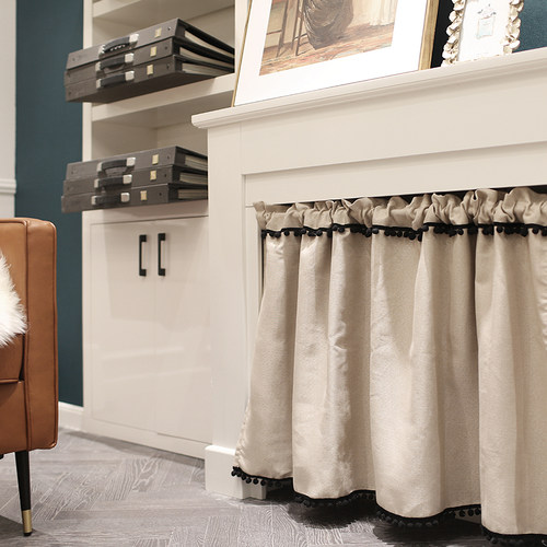 鸢尾乡旅米色遮挡帘美式遮光