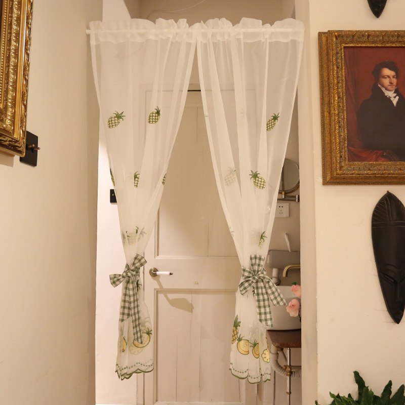 鸢尾乡旅美式窗帘门帘半帘免打孔