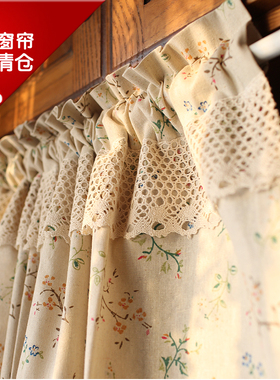 【尾货清仓】小草花棉麻美式地中海北欧半帘门帘防尘帘装饰帘遮挡