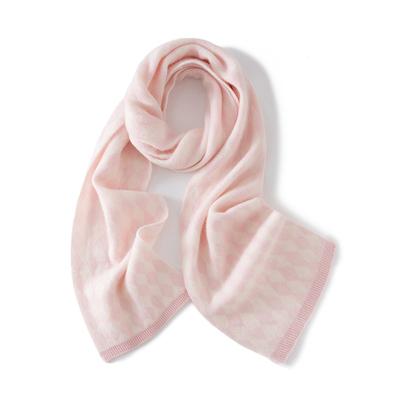 真的好漂亮哇！秋冬100%山羊绒围巾针织保暖加厚菱形格拼色围脖