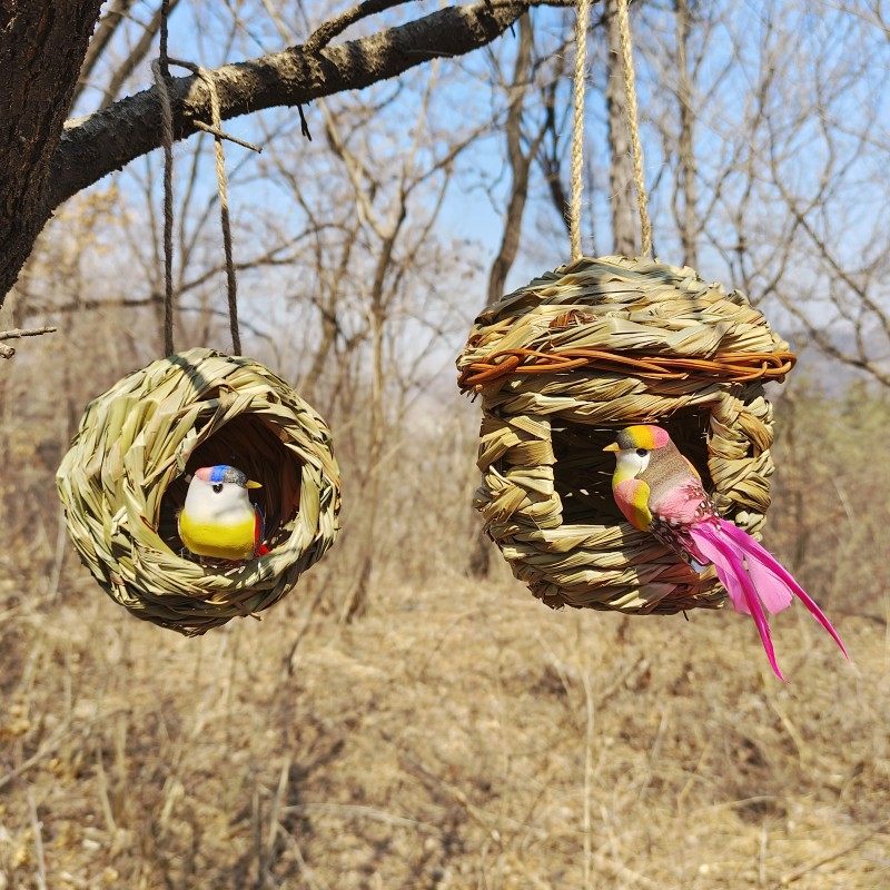 草编鸟窝悬挂幼儿园空中吊饰环创布置挂件田园森系装饰品挂饰创意