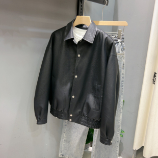 痞帅皮衣外套男士 高级感复古机车皮夹克宽松立领PU皮夹克 2025新款
