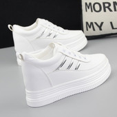 女2020新款 百搭厚底松糕鞋 显瘦坡跟休闲鞋 内增高8cm小白鞋 运动鞋