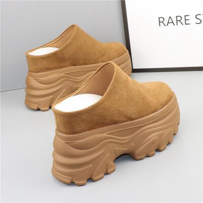 厚底内增高12cm包头半拖鞋