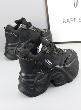 厚底内增高12CM老爹鞋女秋冬新款黑色显瘦小个子10cm加绒休闲女鞋