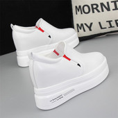 单鞋 一脚蹬小白鞋 厚底内增高10cm女鞋 子百搭懒人鞋 女2021春季 新款