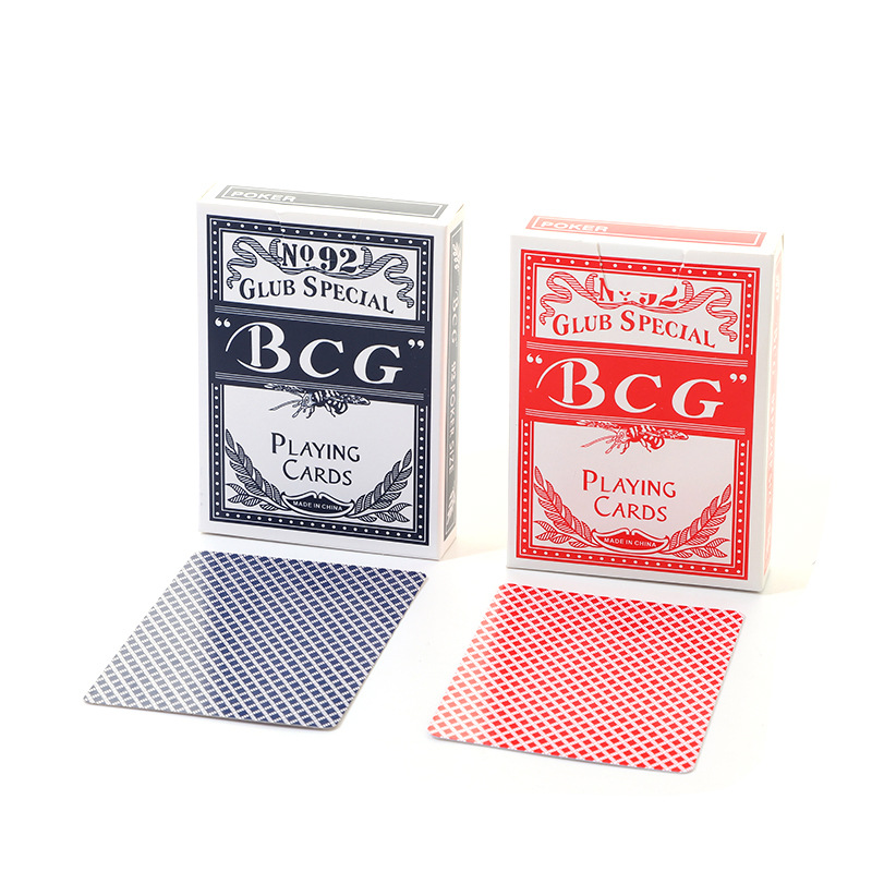 整箱144付麻将桌蓝色红色宽牌290克BCG纸牌蜜蜂背蚊卡牌娱乐扑克