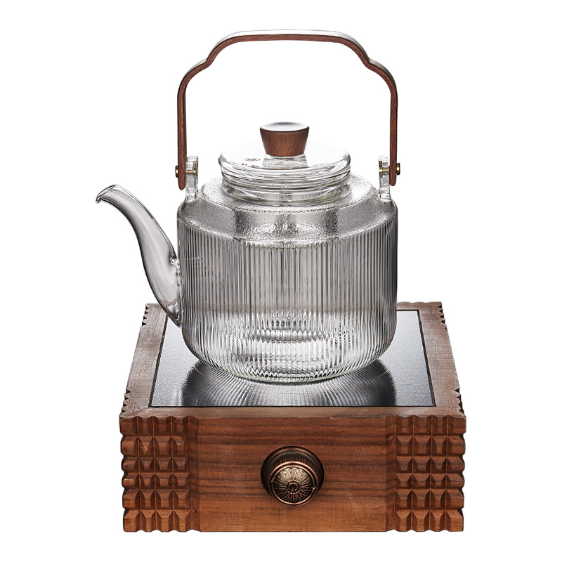 容山堂电器新款玻璃煮茶壶煮茶器泡茶壶实木静音电陶炉煮茶炉茶具