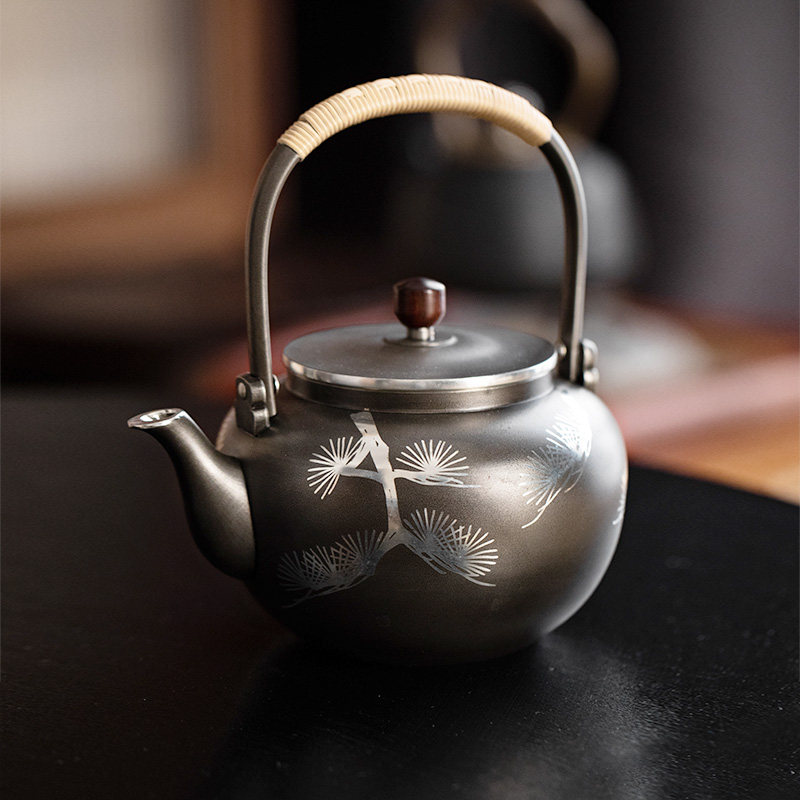 同合日本进口大阪锡器松纹锡壶匠师脱蜡法手作日式煮水壶高档茶壶