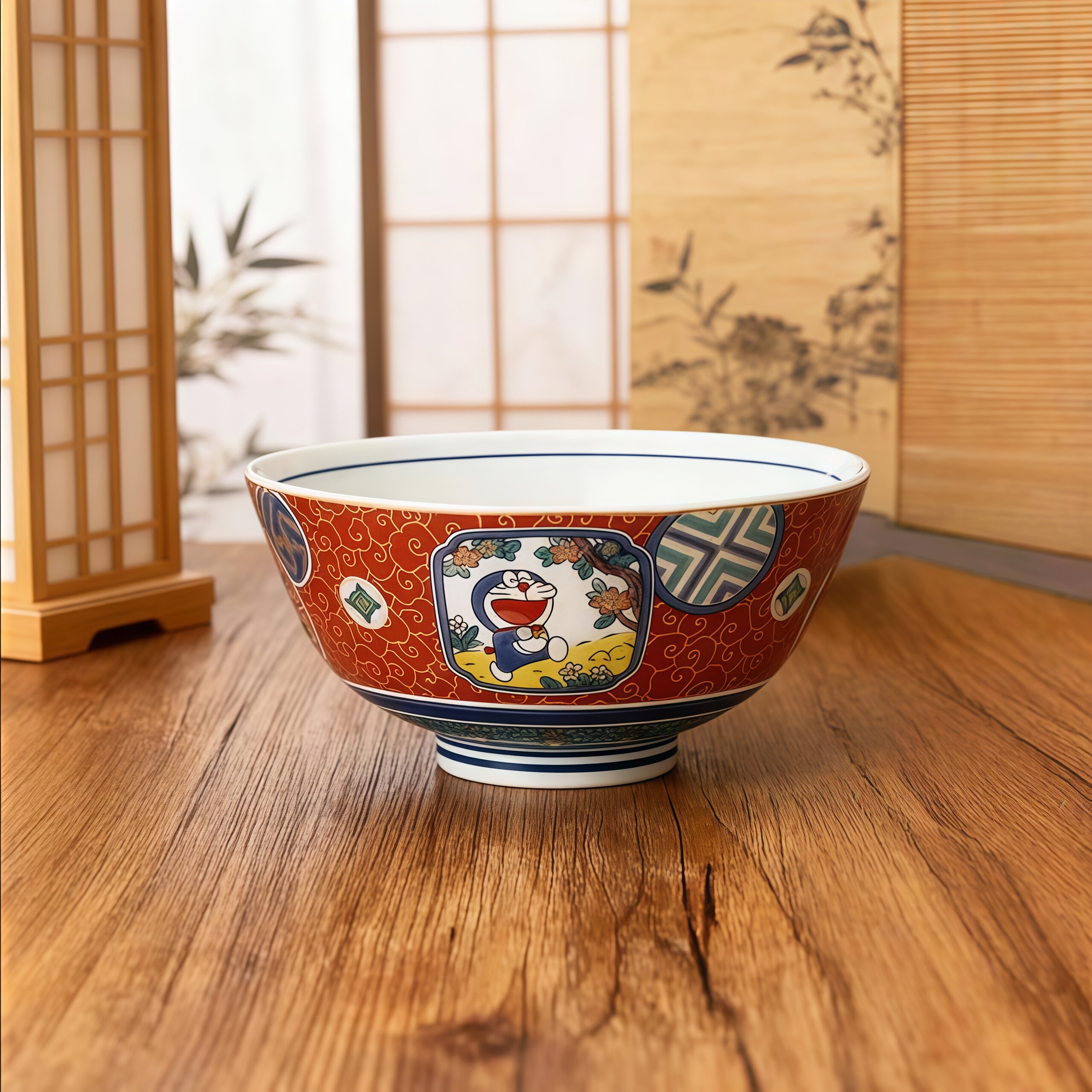 同合日本进口九谷烧哆啦A梦卡通彩绘碗精致陶瓷饭碗生日礼物
