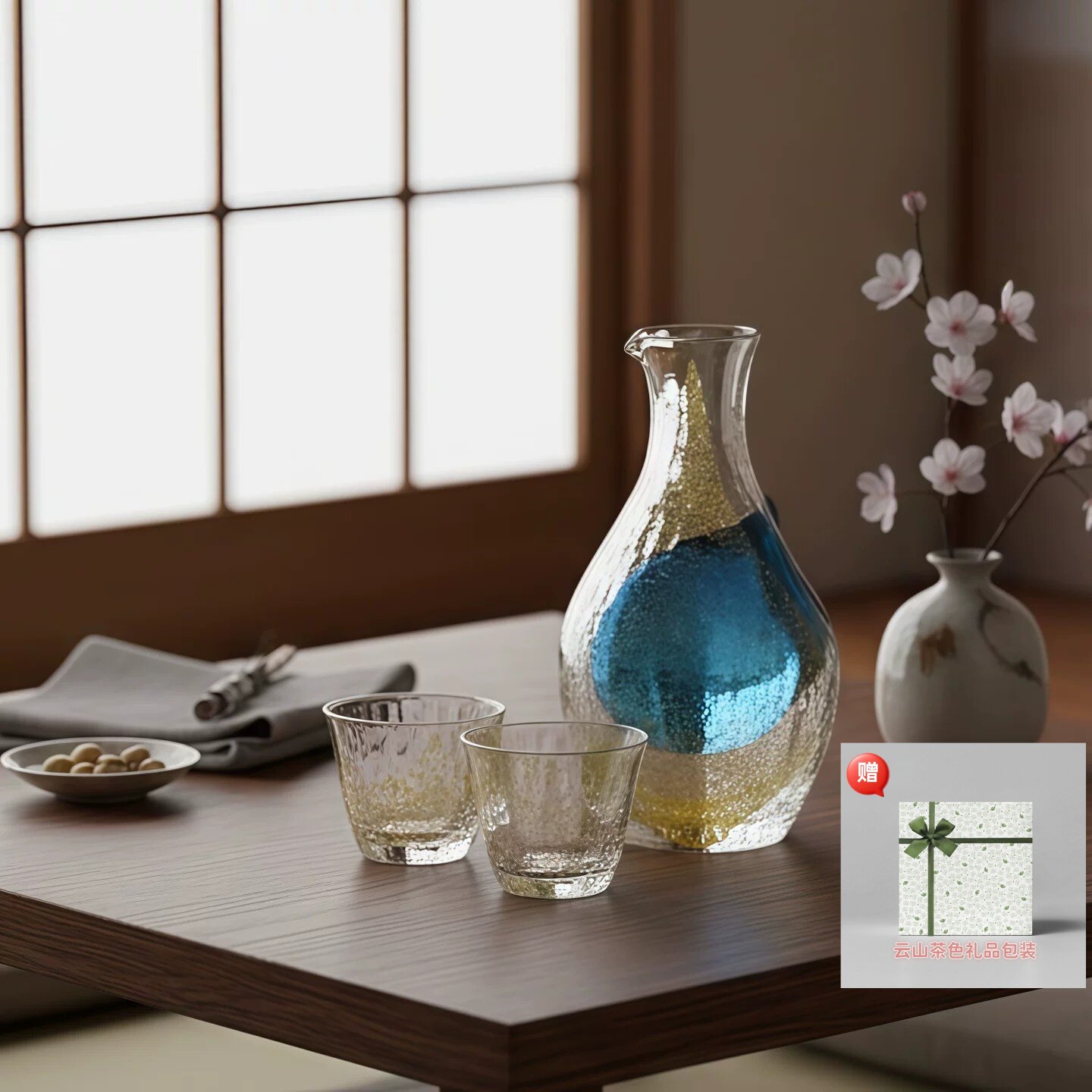 日本进口东洋佐佐木冰酒壶酒杯套装日式清酒分酒器高档玻璃酒杯子