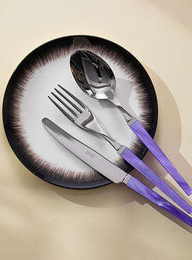 法国capdeco彩色方柄刀叉勺不锈钢西餐餐具高档牛排刀北欧风