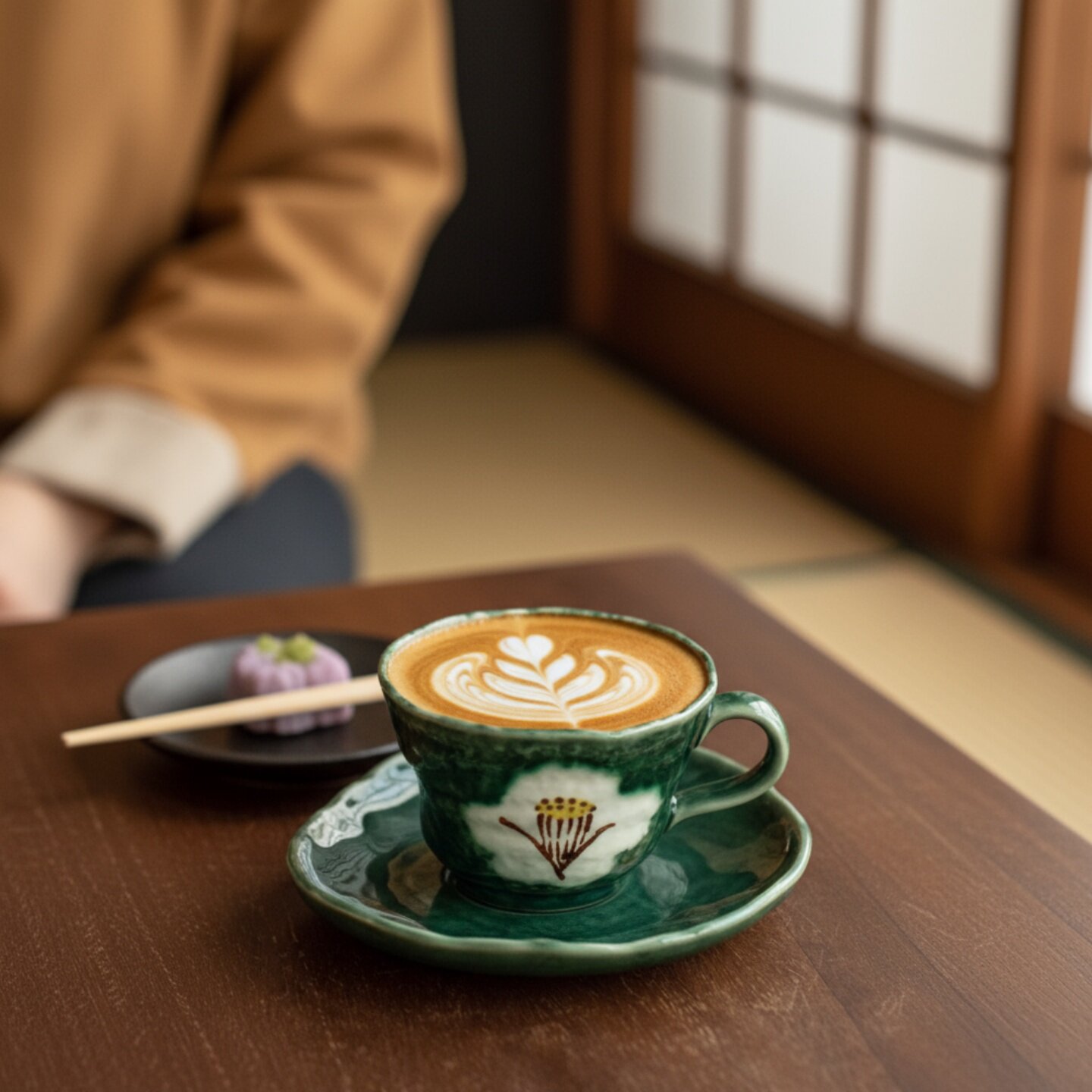 日本进口陶瓷织部椿咖啡杯手工日式下午茶茶杯套装漂亮卡布奇诺杯