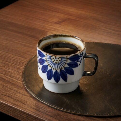 日本进口翔芳窑可堆叠蓝花陶瓷马克杯高颜值咖啡杯茶杯高档礼品杯