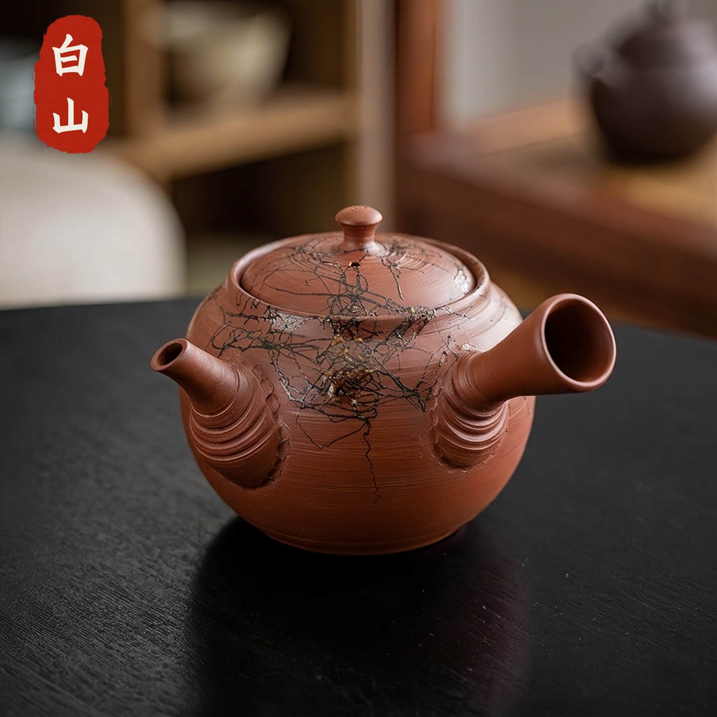 日本进口常滑烧朱泥防烫侧把茶壶
