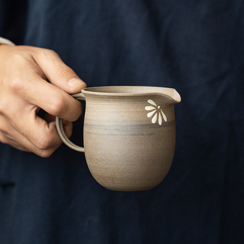 日本进口常滑烧丰作花韵公道杯手绘花朵公杯茶具设计感简约茶海
