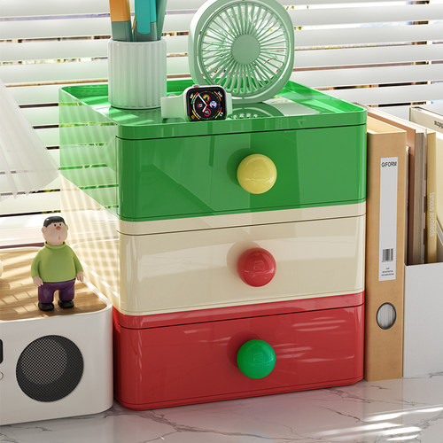 多巴胺配色桌面收纳盒顶部可置物