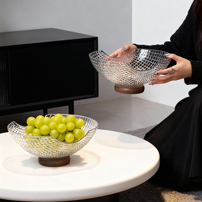 现代简约透明网格果盘大容量