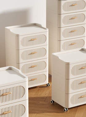 收纳置物柜桌下抽屉式收纳柜床头柜塑料可移动家用浴室多层储物柜