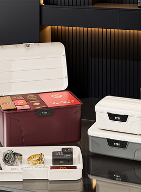 密码箱带锁收纳箱贵重物品塑料小型储物隐私车载家用收纳盒整理箱