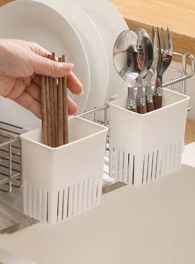 筷子置物架壁挂式筷笼家用厨房餐具勺子桶沥水收纳盒塑料悬挂筷篓