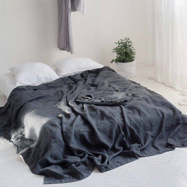 2325法国进口纯亚麻水洗灰白粉蓝色北欧样板房18米单件牛奶床单绒