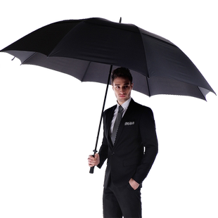 双层自动雨伞直柄加大加固男女超大三四人抗风暴雨专用广告长柄伞