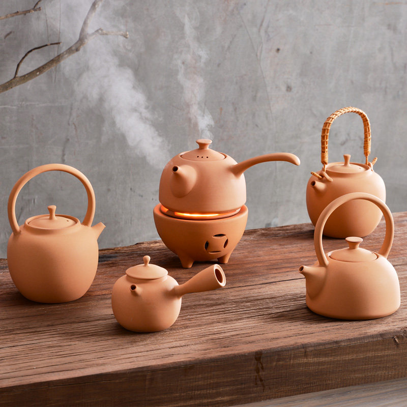 陶瓷泡茶烧水电陶炉煮茶器手工提梁粗陶壶日式功夫茶壶侧把壶酒精
