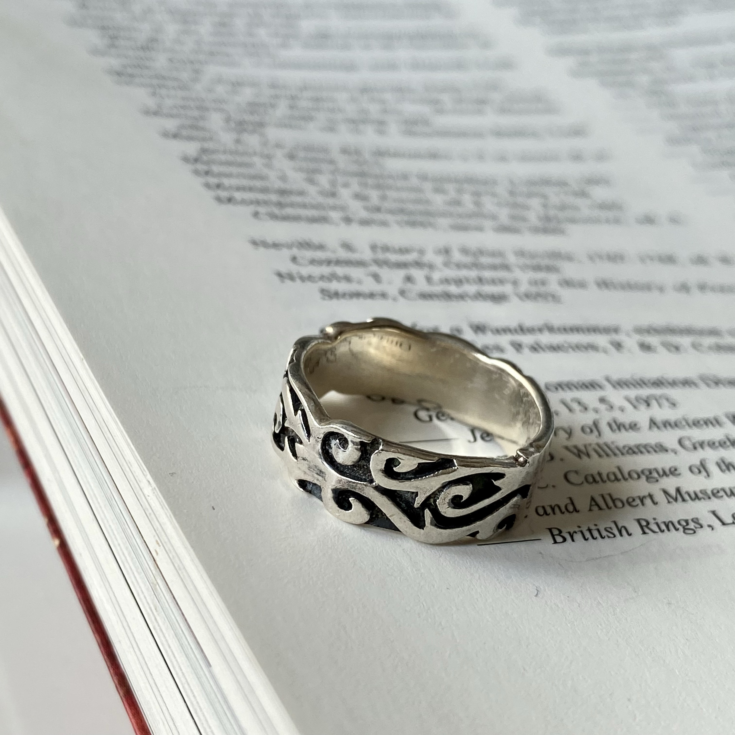 欧洲回流银戒指银指环花纹漂亮14号15号