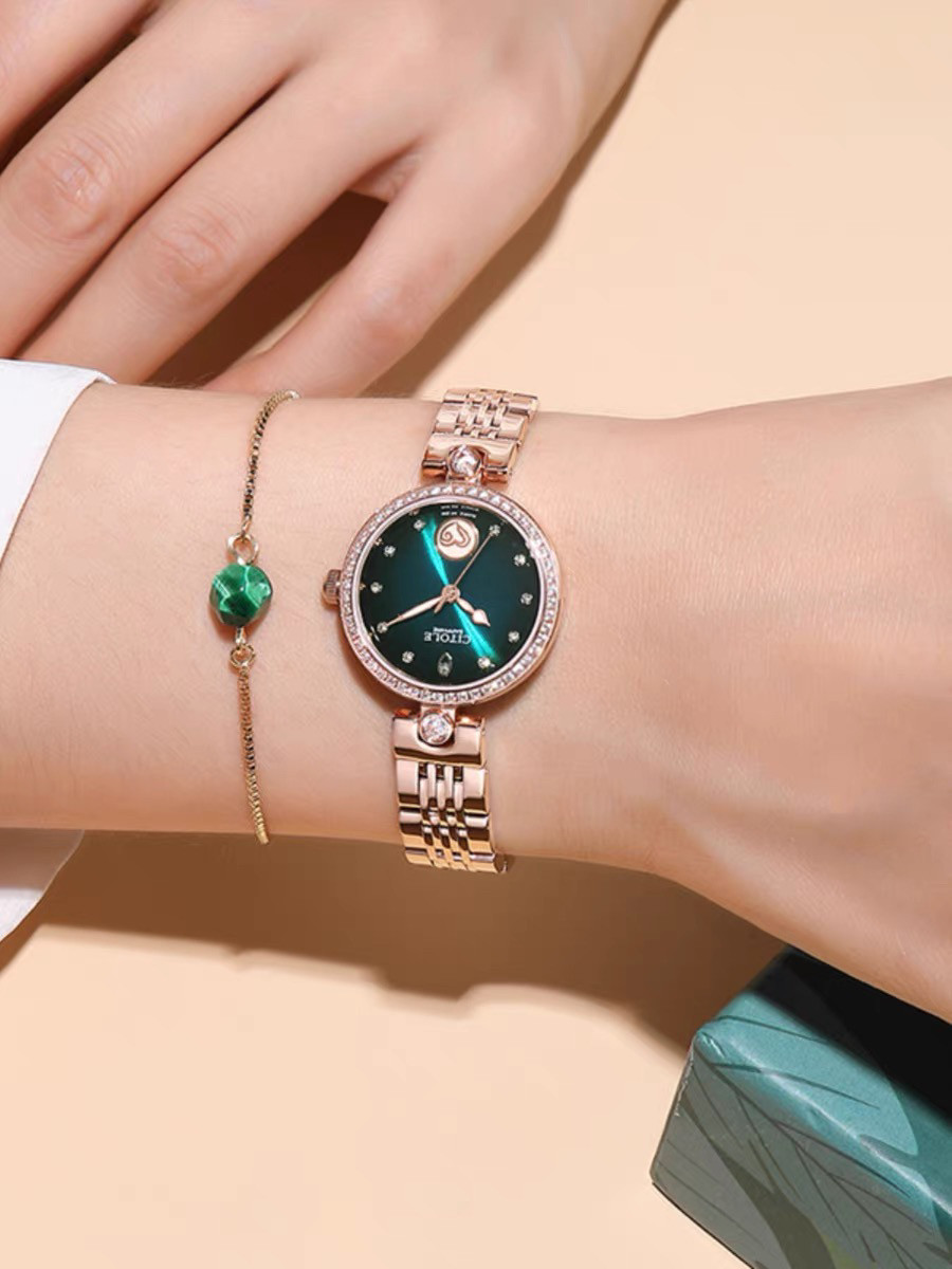 西腾CITOLE手表女士防水石英表精钢表带腕表时尚节日送礼女表5245