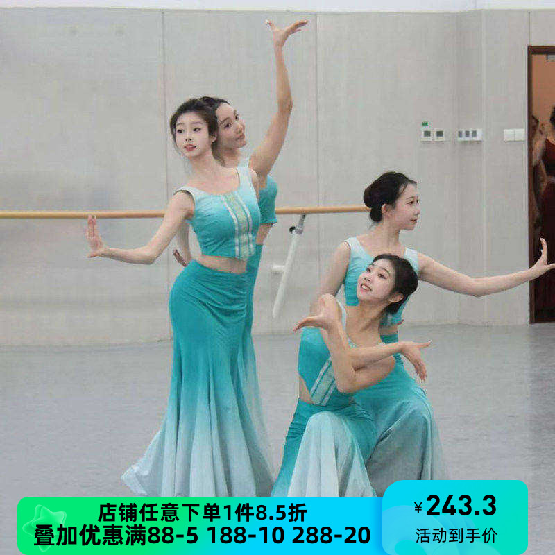 舞研依库云南傣族舞蹈服装套装大摆裙表演演出服民族民间舞课堂班
