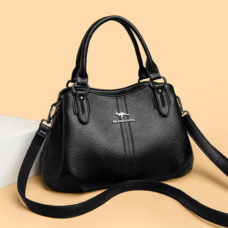 高级感真皮手提包女2025新款软皮中年妈妈包百搭单肩斜挎包