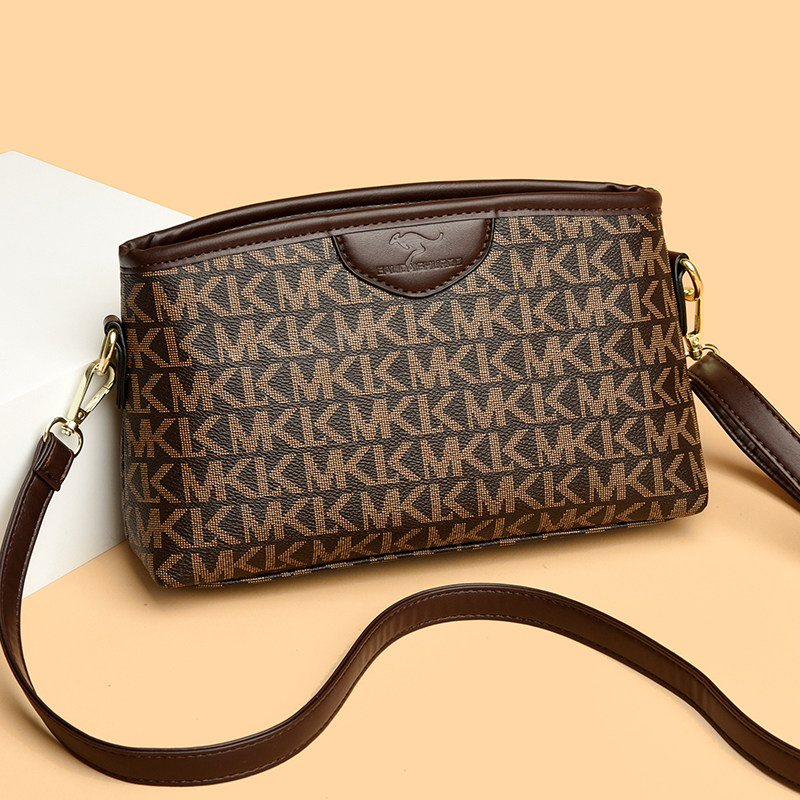 高级感真皮印花小方包包女2025新款软皮中年妈妈包百搭单肩斜挎包