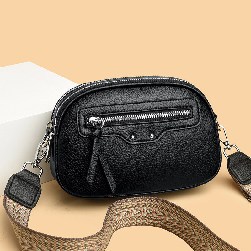 高级感真皮小圆包包女2025新款牛皮多层中年妈妈包百搭单肩斜挎包